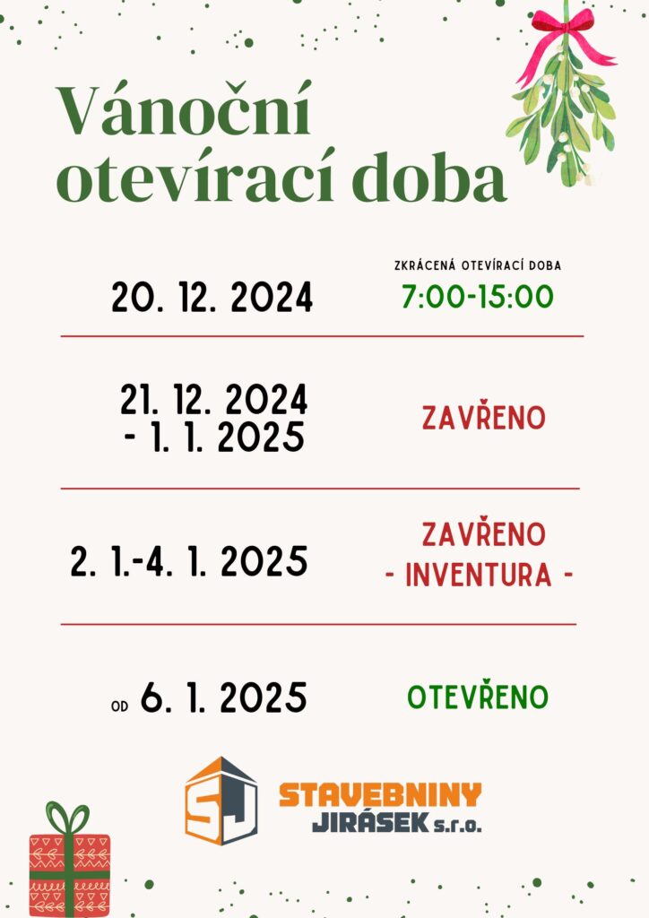 OTEVÍRACÍ DOBA - VÁNOCE 2024